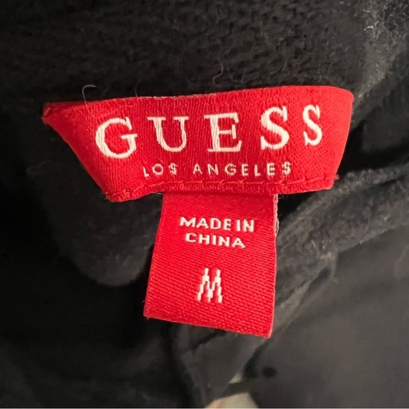 Y2K Guess Black Cropped Hooded Sweater Guess Spellout Size Medium - Picture 5 of 5